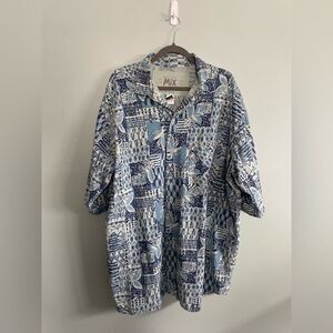 VTG Active Culture Mix Blue Island Summer Patterned Men Shirt Sz XXL 100% Cotton